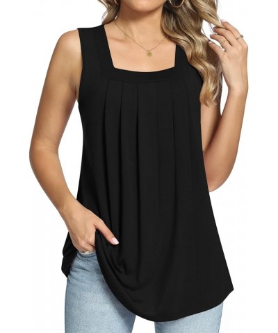 Women's 2024 Summer Tank Tops Square Neck Casual Tunic Sleeveless Blouse A-black $12.50 Tops