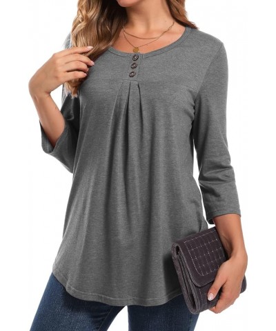 Womens Tops 3/4 Sleeve Shirt Casual T Shirts Loose Blouses Tunic Top Grey $12.82 T-Shirts