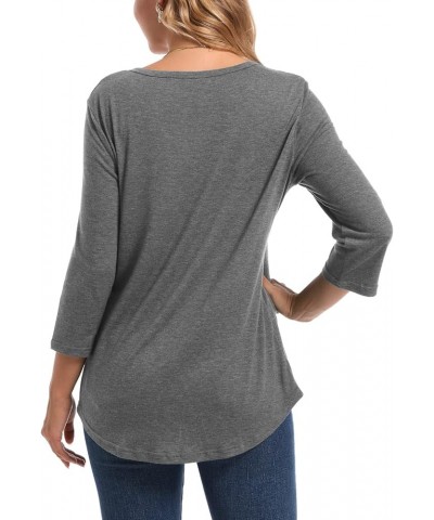 Womens Tops 3/4 Sleeve Shirt Casual T Shirts Loose Blouses Tunic Top Grey $12.82 T-Shirts