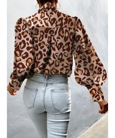 Womens Tops Button Down Shirts Print Long Sleeve Blouses for Women Fashion 2024 B Leopard $17.33 Blouses