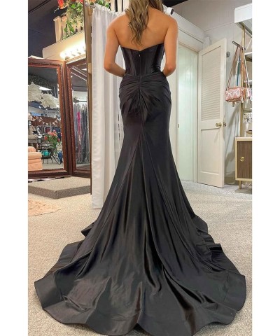 Satin Prom Dresses for Women 2024 Sweetheart Cut Out Mermaid Long Evening Party Dress with Slit Grape $34.43 Dresses