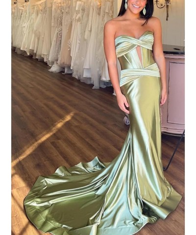 Satin Prom Dresses for Women 2024 Sweetheart Cut Out Mermaid Long Evening Party Dress with Slit Grape $34.43 Dresses