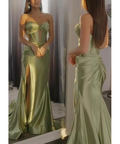 Satin Prom Dresses for Women 2024 Sweetheart Cut Out Mermaid Long Evening Party Dress with Slit Grape $34.43 Dresses