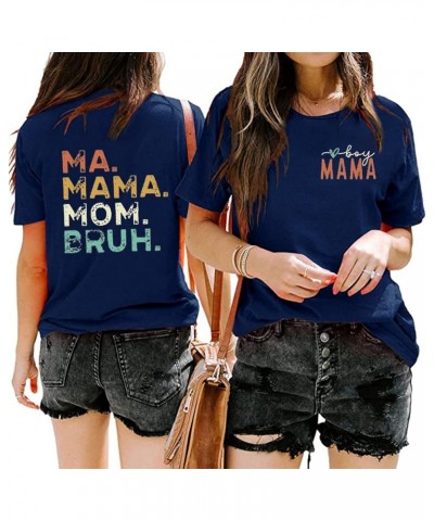 Boy Mama Shirt for Women Mama Mommy Mom Bruh T Shirts Mother's Day Funny Short Sleeve Casual Tops Tees P2 $13.19 Tops