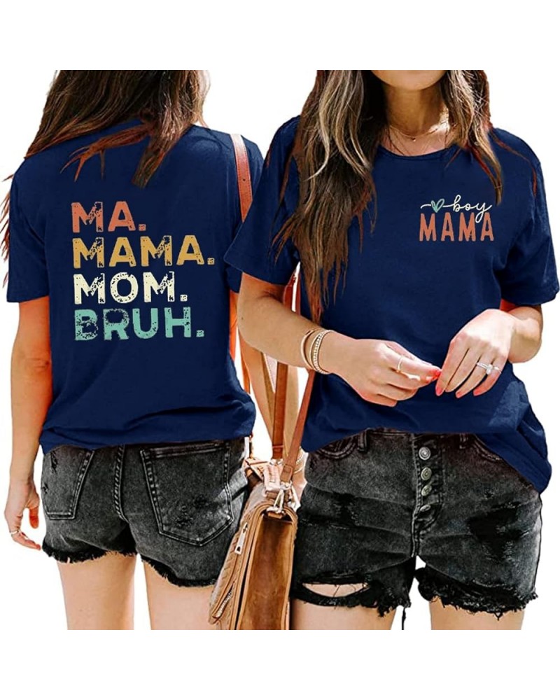 Boy Mama Shirt for Women Mama Mommy Mom Bruh T Shirts Mother's Day Funny Short Sleeve Casual Tops Tees P2 $13.19 Tops