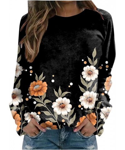 Shirt for Women,Women's Trendy Graphic Print Crewneck Long Sleeve Pullover Fall Loose Comfy Top Casual T Shirt Blouse 1-black...