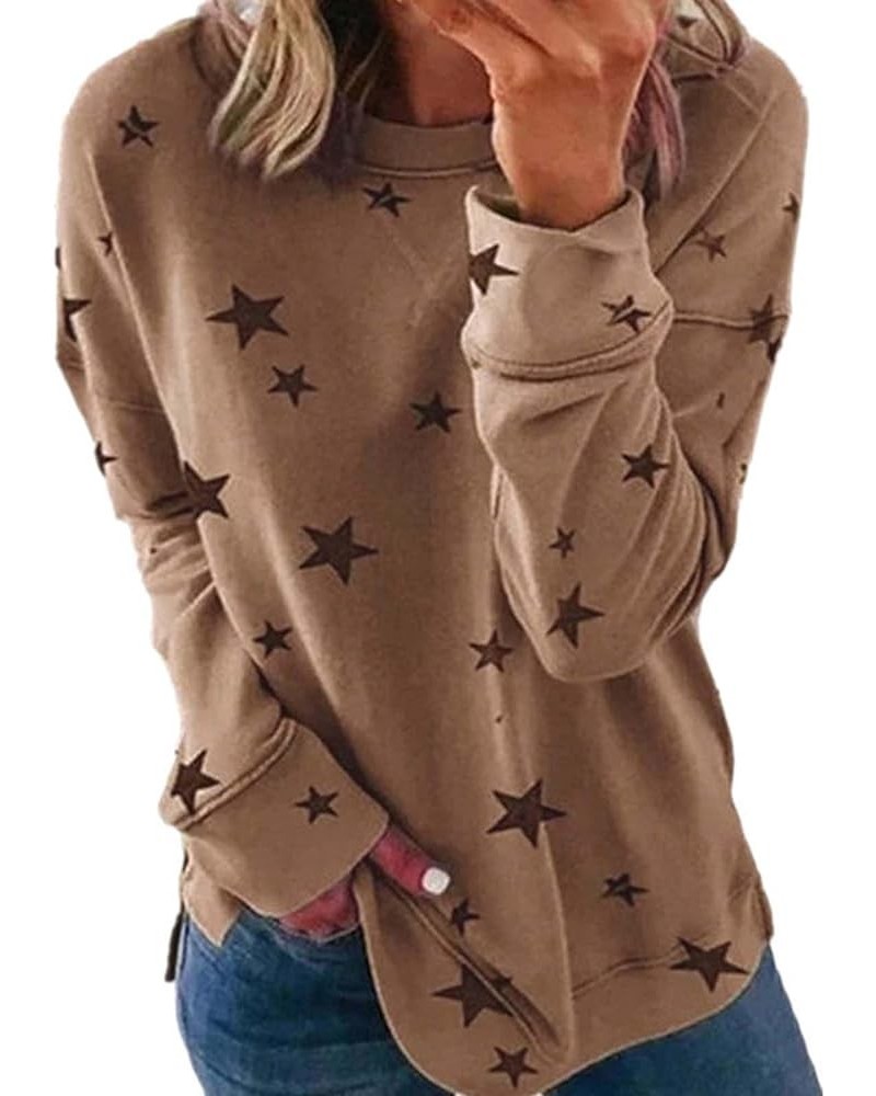 Oversized Sweatshirt for Women Fall Loose Fit Casual Crew Neck Long Sleeve Comfy Versatile Pullover Tops C01 Khaki $4.79 Shirts