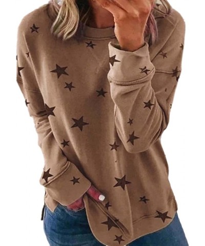 Oversized Sweatshirt for Women Fall Loose Fit Casual Crew Neck Long Sleeve Comfy Versatile Pullover Tops C01 Khaki $4.79 Shirts