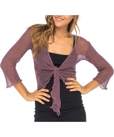 Womens Sheer Shrug Cardigan Lightweight Knit Mauve $13.78 Sweaters