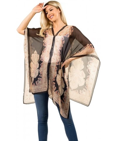 Chiffon Cover-up Sarong and Sun Protective Kimono Shawl Wearable Black $8.39 Swimsuits