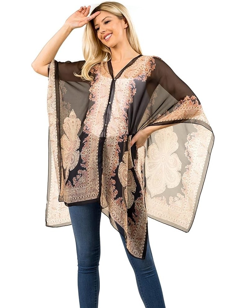 Chiffon Cover-up Sarong and Sun Protective Kimono Shawl Wearable Black $8.39 Swimsuits