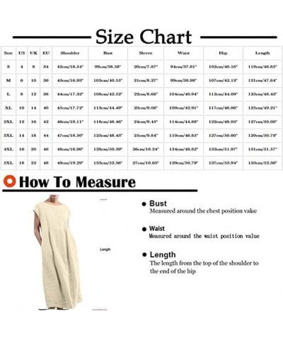 Linen Dresses for Women Midi Length Summer Maxi Crewneck Baggy Long Dress with Pockets Loose Sleeveless New-31 $15.80 Dresses