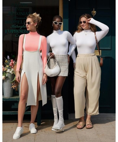 Women's Mock Turtle Neck Long Sleeve Tops Bodysuit Jumpsuit Bodysuit Long Sleeve Long Sleeve Pink $25.80 Bodysuits