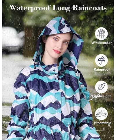 Women's Raincoats Waterproof Lightweight Raincoat for Women with Hood Outdoor Windbreaker Rain Jacket Adjustable Waist Blue P...