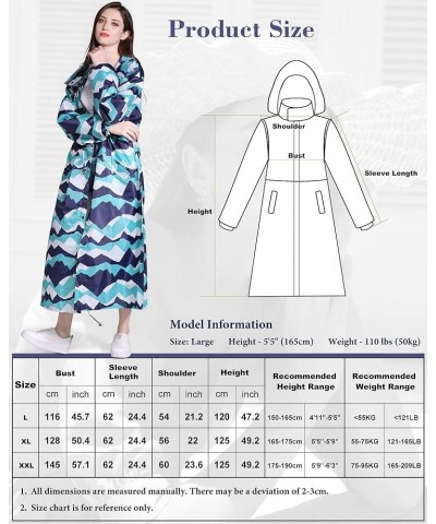 Women's Raincoats Waterproof Lightweight Raincoat for Women with Hood Outdoor Windbreaker Rain Jacket Adjustable Waist Blue P...