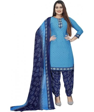 Ready to Wear Patiyala Punjabi Salwar Suit of Crepe Fabric with Chiffon Dupatta for Women & Girls Blue-29 $25.51 Suits