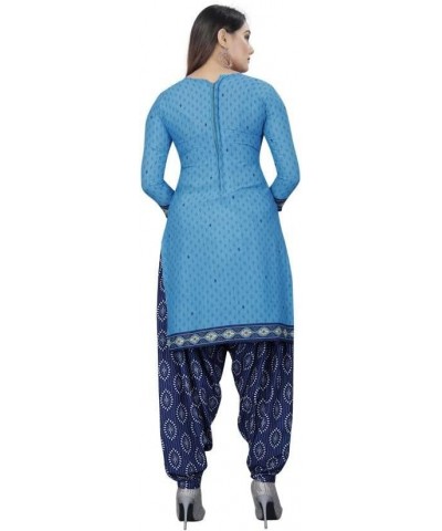 Ready to Wear Patiyala Punjabi Salwar Suit of Crepe Fabric with Chiffon Dupatta for Women & Girls Blue-29 $25.51 Suits