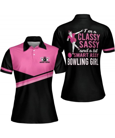 Personalized 3D Bowling Shirts for Women, Custom Quick-Dry Bowling Shirts Short Sleeve Polo for Girls V13 $17.99 Shirts