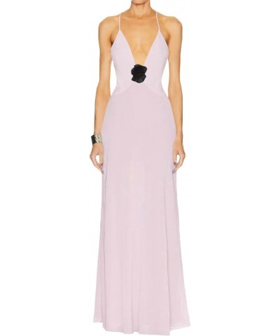 Women Summer Long Dresses Sexy Cutout Sleeveless Backless Tie-Up Deep V Halter Neck Maxi Dress X1 Pink $11.48 Dresses