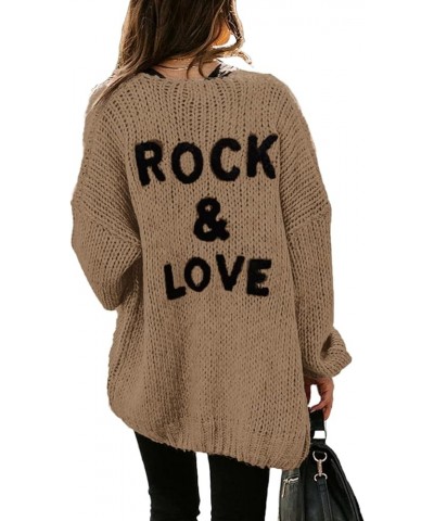 Women's Long Sleeve Open Front Knit Cardigans Sweaters Soft Loose Draped Coat Outerwear Brown $17.05 Sweaters