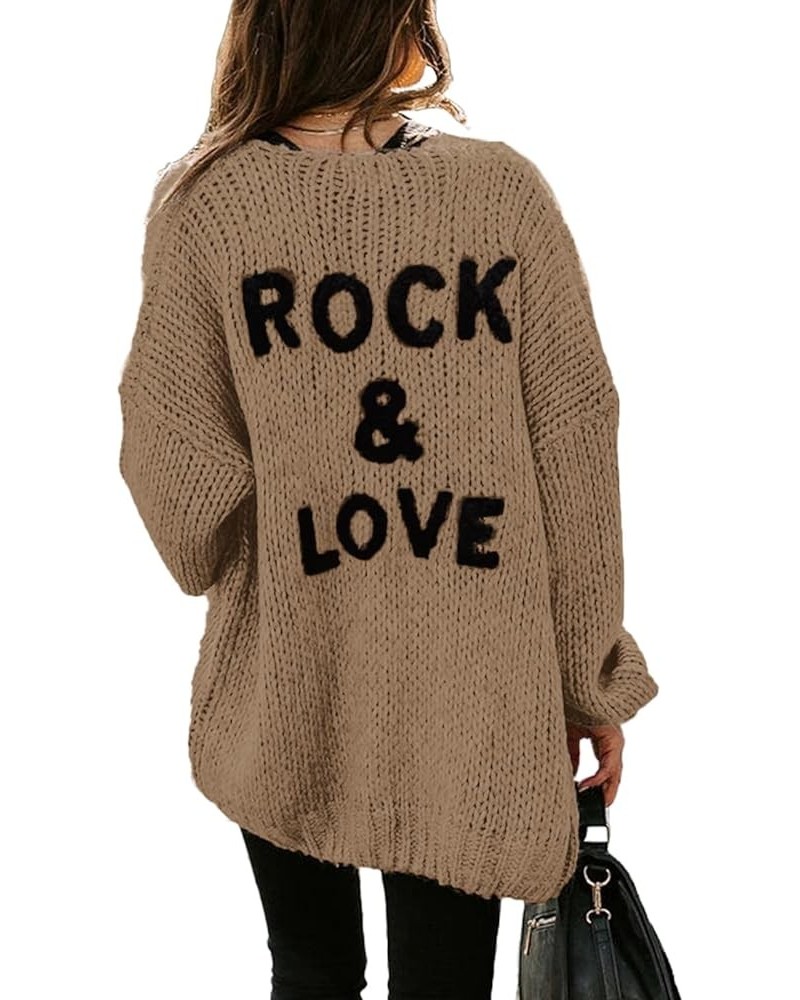 Women's Long Sleeve Open Front Knit Cardigans Sweaters Soft Loose Draped Coat Outerwear Brown $17.05 Sweaters