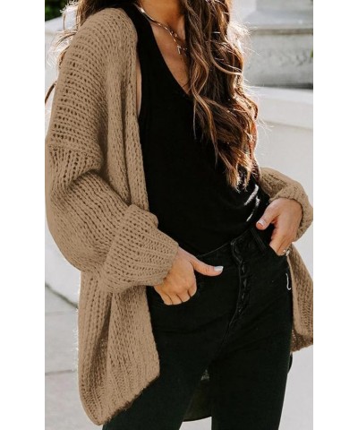 Women's Long Sleeve Open Front Knit Cardigans Sweaters Soft Loose Draped Coat Outerwear Brown $17.05 Sweaters