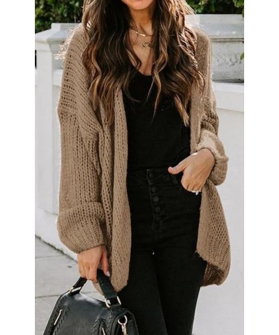 Women's Long Sleeve Open Front Knit Cardigans Sweaters Soft Loose Draped Coat Outerwear Brown $17.05 Sweaters