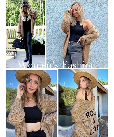 Women's Long Sleeve Open Front Knit Cardigans Sweaters Soft Loose Draped Coat Outerwear Brown $17.05 Sweaters