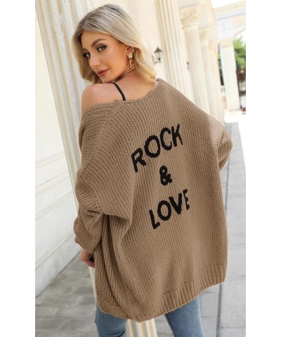 Women's Long Sleeve Open Front Knit Cardigans Sweaters Soft Loose Draped Coat Outerwear Brown $17.05 Sweaters