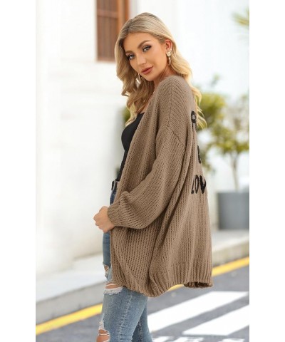 Women's Long Sleeve Open Front Knit Cardigans Sweaters Soft Loose Draped Coat Outerwear Brown $17.05 Sweaters