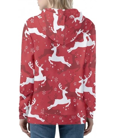 Women's Novelty Print Zip Up Hoodies Long Sleeve Hooded Sweatshirt Jacket with Pocket Christmas Reindeer-red $19.11 Hoodies &...