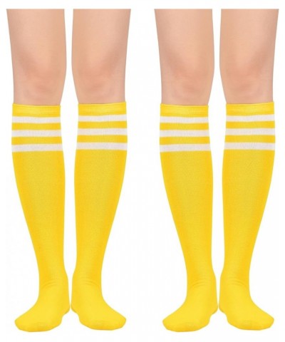 Women’s Knee High Socks Long Athletic Thin Thigh High Stocking Outdoor Sport Casual Tube Socks 2 Pack Yellow White $8.84 Acti...