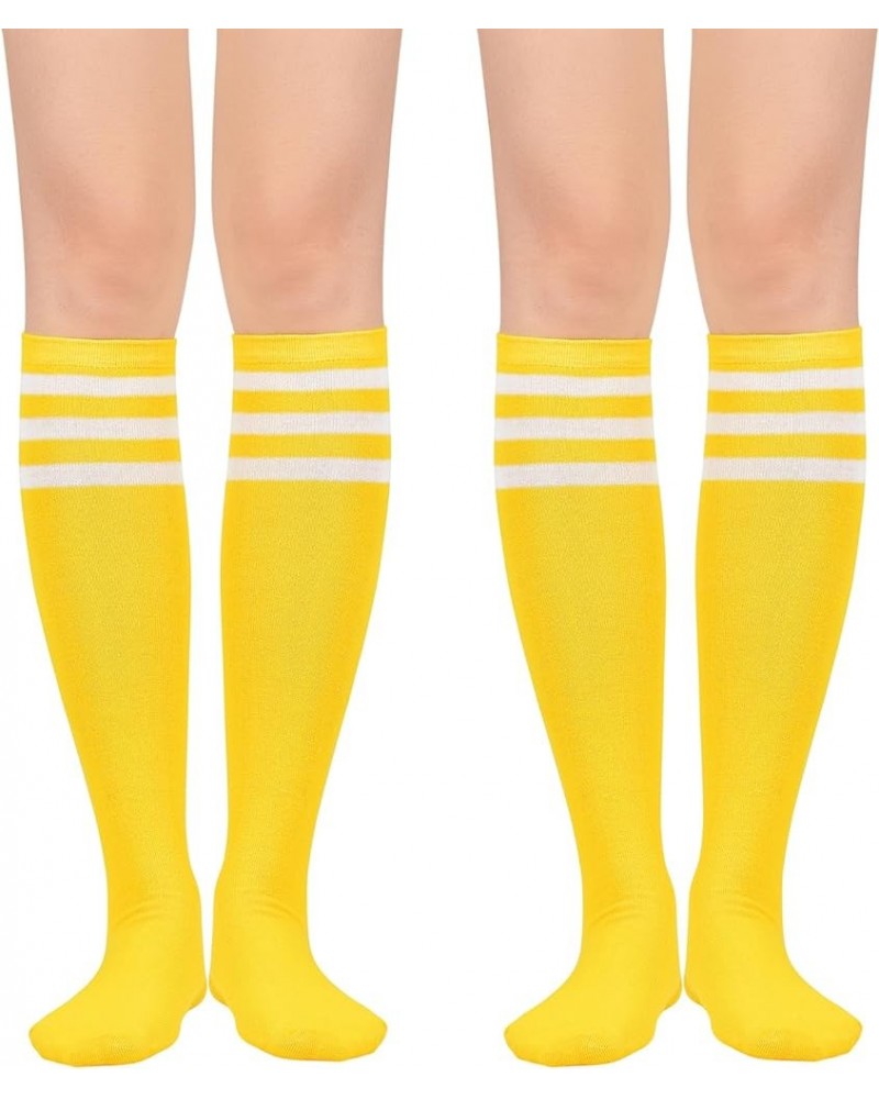 Women’s Knee High Socks Long Athletic Thin Thigh High Stocking Outdoor Sport Casual Tube Socks 2 Pack Yellow White $8.84 Acti...