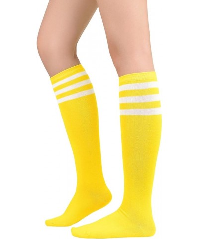 Women’s Knee High Socks Long Athletic Thin Thigh High Stocking Outdoor Sport Casual Tube Socks 2 Pack Yellow White $8.84 Acti...