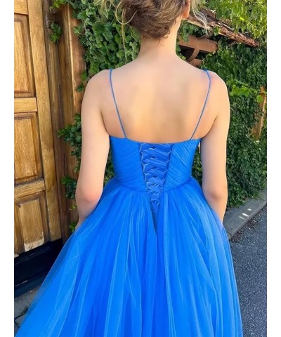 Spaghetti Straps Tulle Prom Dress for Women 2023 Tea Length Teens Formal Evening Party Dress with Pockets YO034 Fuchsia $31.0...