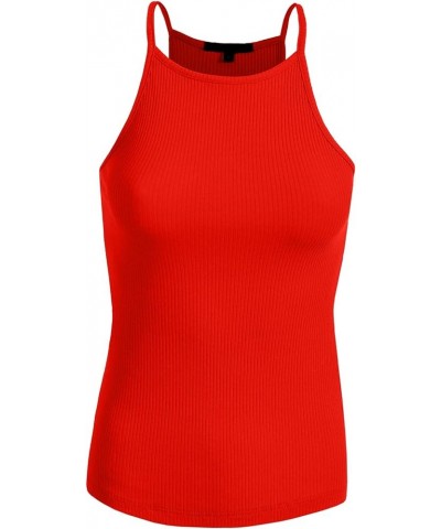 Women's Active High Neck Simple Casual Daily Spaghetti Strap Ribbed Camisole Tank Top (S-3XL) Bred $11.28 Tanks