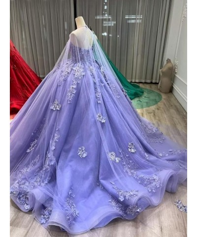 Tulle Quinceanera Dresses Lace Ball Gown Puffy Sweet 16 Dresses for Women Off Shoulder Party Dress with Cape Y110 Peach $76.1...