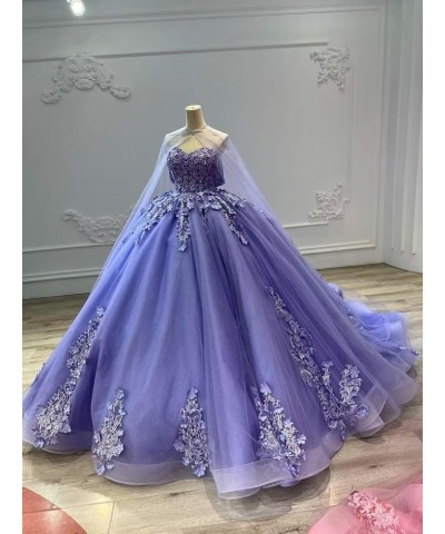 Tulle Quinceanera Dresses Lace Ball Gown Puffy Sweet 16 Dresses for Women Off Shoulder Party Dress with Cape Y110 Peach $76.1...