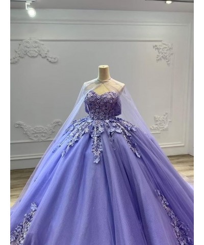 Tulle Quinceanera Dresses Lace Ball Gown Puffy Sweet 16 Dresses for Women Off Shoulder Party Dress with Cape Y110 Peach $76.1...