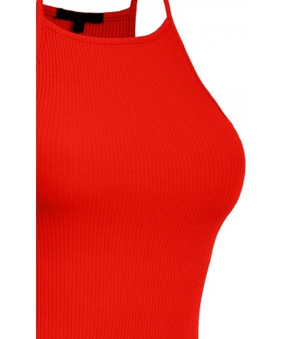 Women's Active High Neck Simple Casual Daily Spaghetti Strap Ribbed Camisole Tank Top (S-3XL) Bred $11.28 Tanks