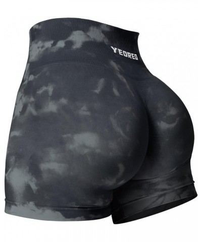 Scrunch Workout Shorts Butt Lifting Jada Shorts Tie Dye Seamless Gym Biker Screen Print 3.6" Training Shorts 1 Black $12.00 A...