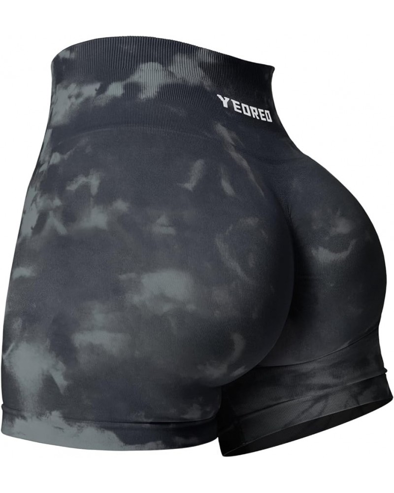 Scrunch Workout Shorts Butt Lifting Jada Shorts Tie Dye Seamless Gym Biker Screen Print 3.6" Training Shorts 1 Black $12.00 A...