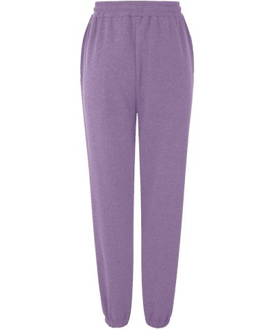 Jogger Pants for Women Street Style Athletic Sweat Pants Drawstring Baggy Solid Color Soft Casual Sweatpants Purple 9 $8.52 A...