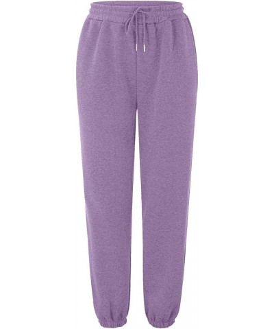 Jogger Pants for Women Street Style Athletic Sweat Pants Drawstring Baggy Solid Color Soft Casual Sweatpants Purple 9 $8.52 A...