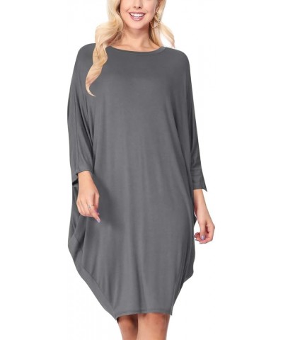 Women's A-Line Short Sleeve Loose Fit Jersey Knit Solid Midi Maternity Dress S-3XL Hdr00715 Gray $15.57 Others