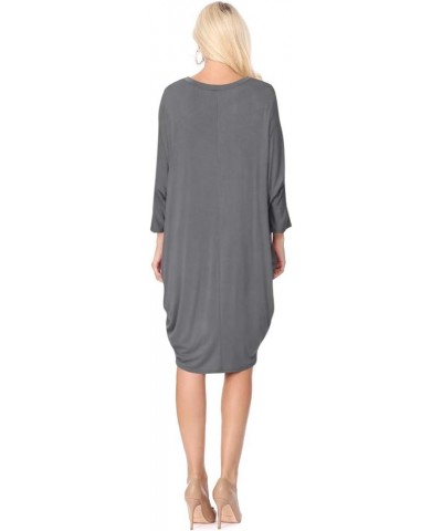 Women's A-Line Short Sleeve Loose Fit Jersey Knit Solid Midi Maternity Dress S-3XL Hdr00715 Gray $15.57 Others