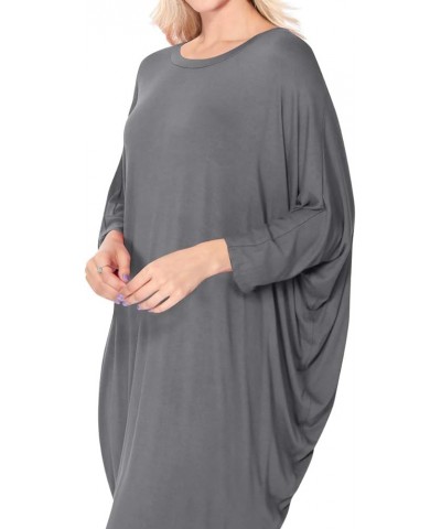 Women's A-Line Short Sleeve Loose Fit Jersey Knit Solid Midi Maternity Dress S-3XL Hdr00715 Gray $15.57 Others