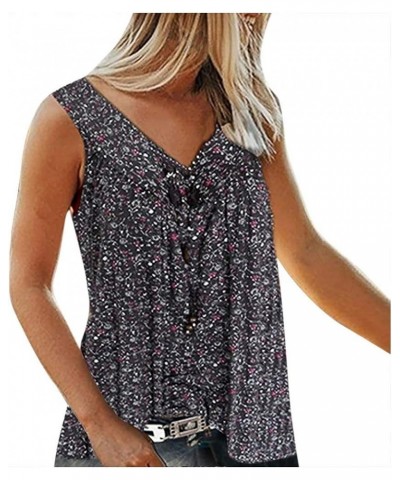 Tank Top for Women Plus Size Trendy Floral Print Loose Fit Summer Sleeveless V Neck Blouse Shirt Tunic S-7XL Black $10.43 Tanks