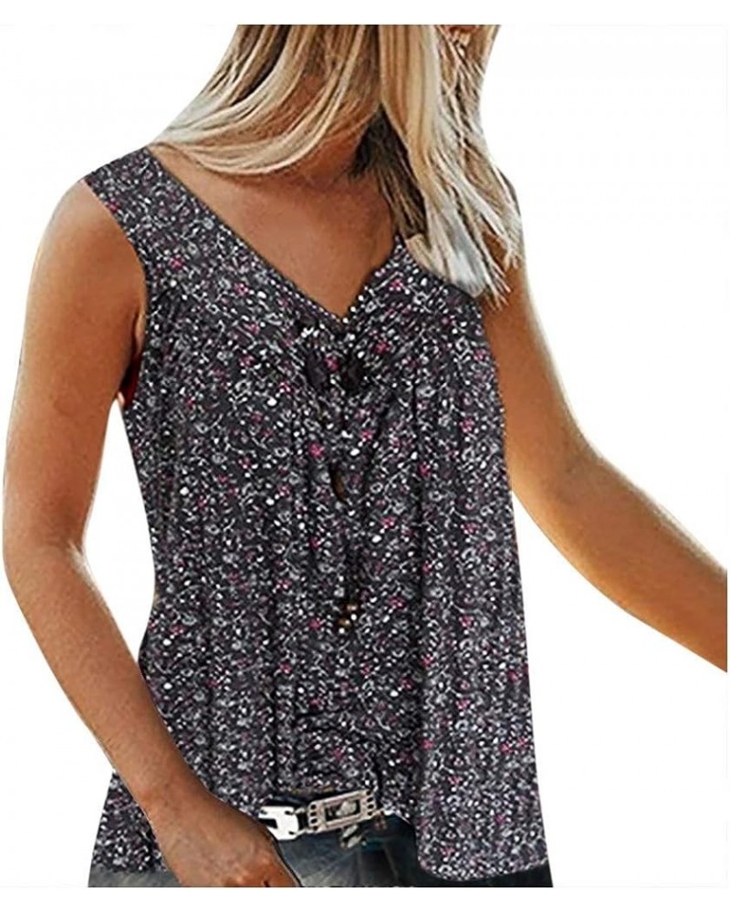 Tank Top for Women Plus Size Trendy Floral Print Loose Fit Summer Sleeveless V Neck Blouse Shirt Tunic S-7XL Black $10.43 Tanks