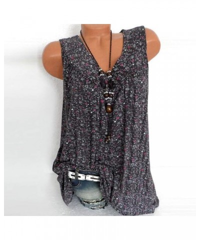 Tank Top for Women Plus Size Trendy Floral Print Loose Fit Summer Sleeveless V Neck Blouse Shirt Tunic S-7XL Black $10.43 Tanks